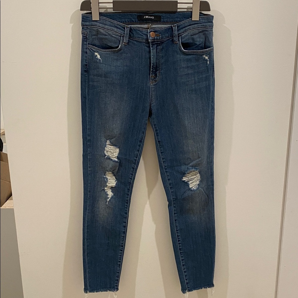 J Brand Women's Fury distressed with raw hem Dark Blue Skinny Jeans